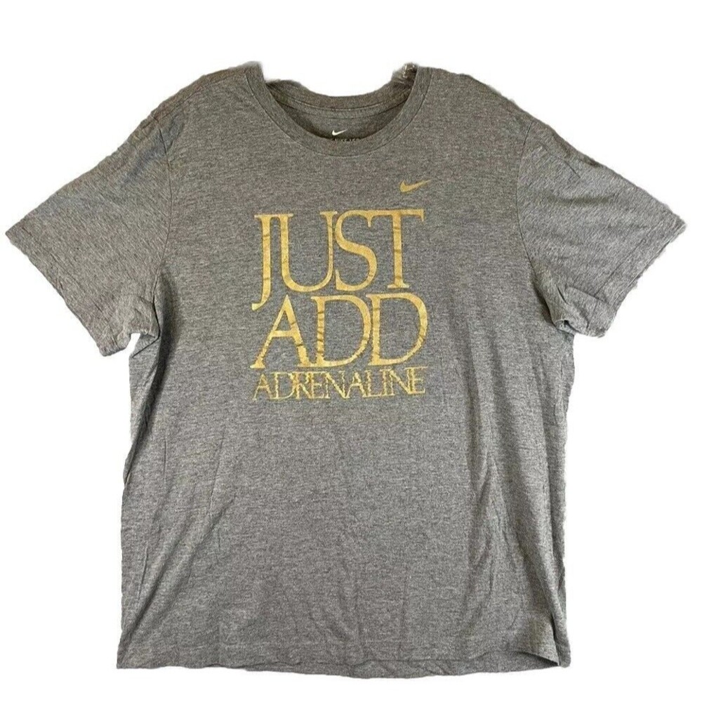 JUST ADD ADRENALINE Gray And Gold Nike‎ T-Shirt Mens XL